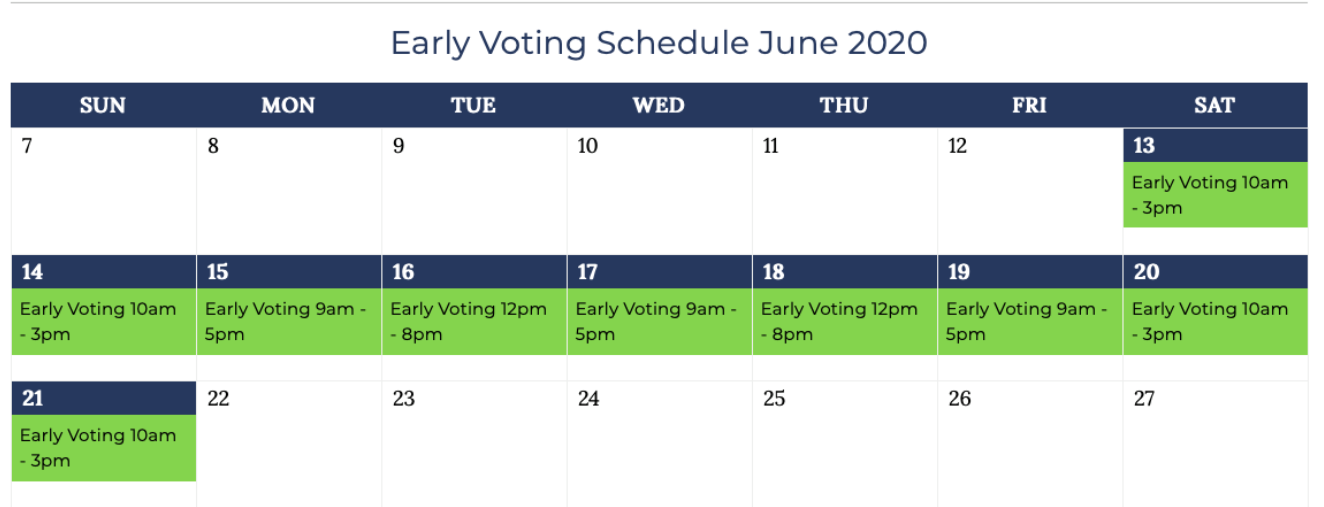 Early Voting Days for Presidential/Federal/State/ Local Primary Ulster